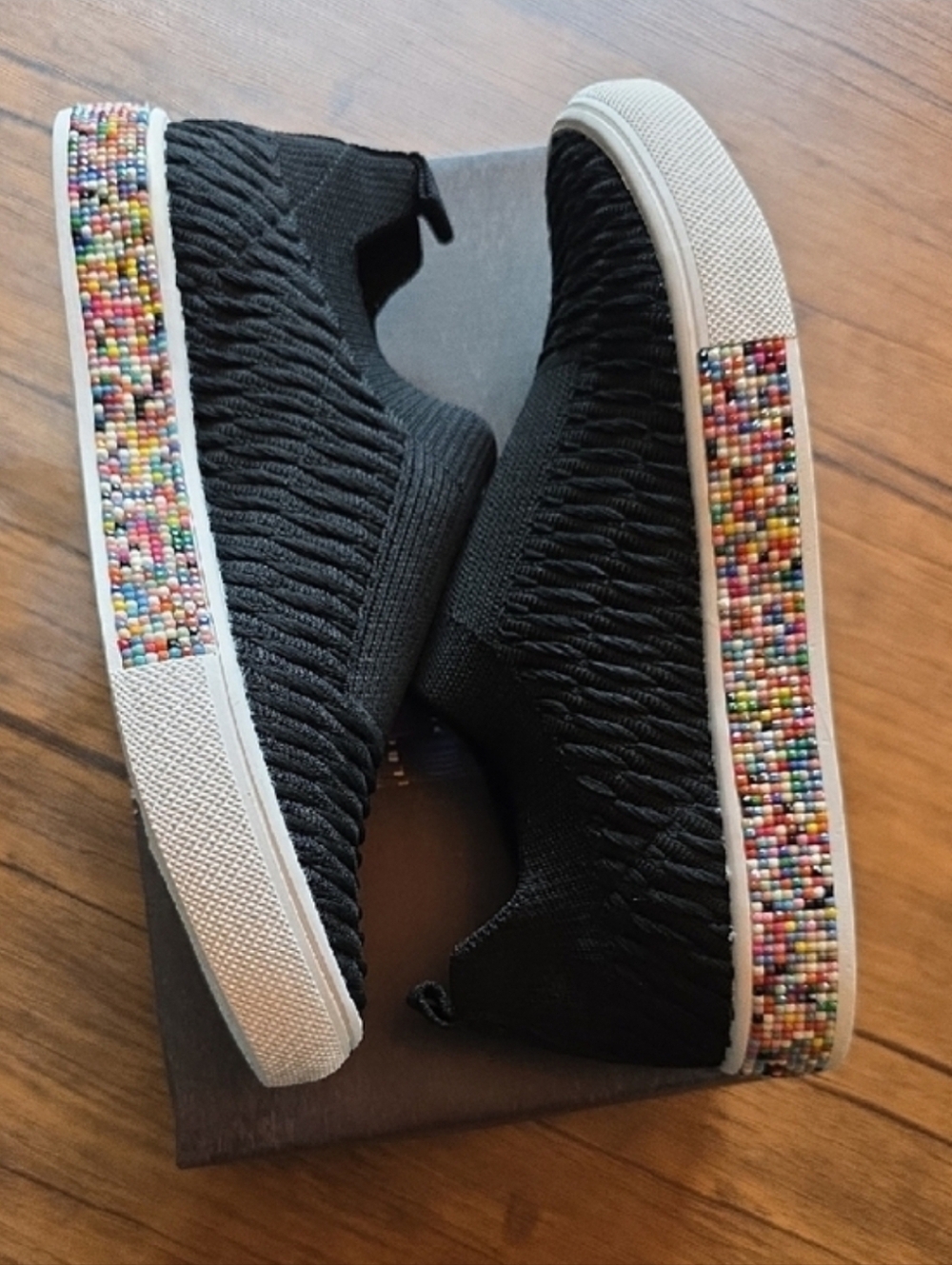 bernie mev. Azami Beaded Sole Slip-On Knit Sneakers